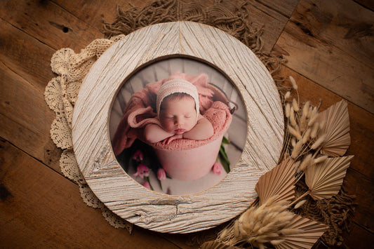 16" Round Frame - Antique White