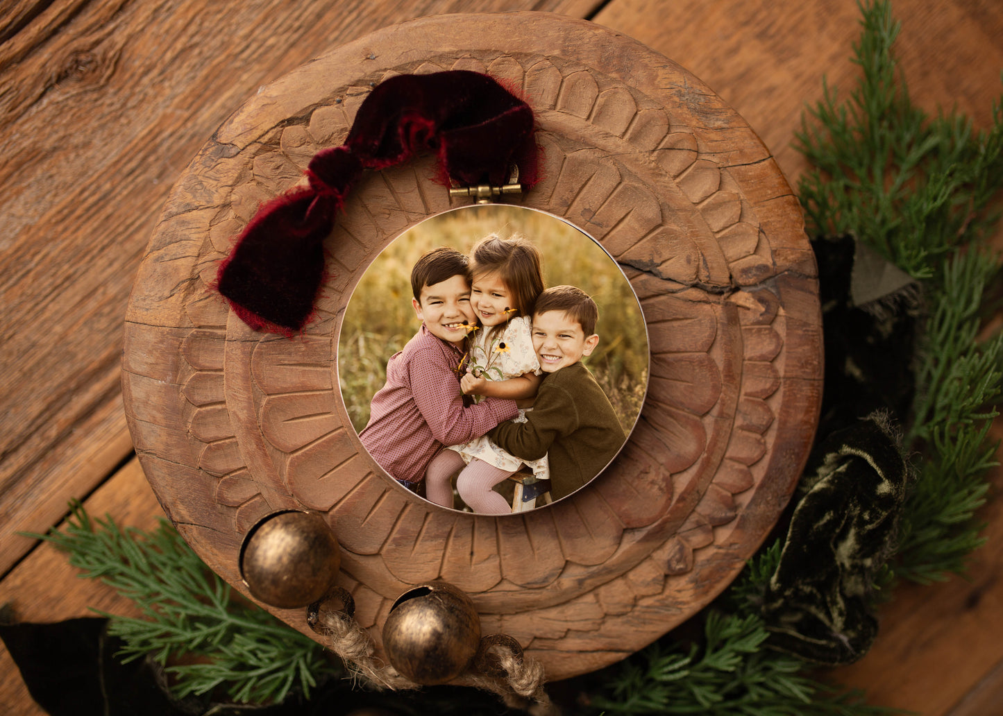 Ornament - 4" Round Wooden Block